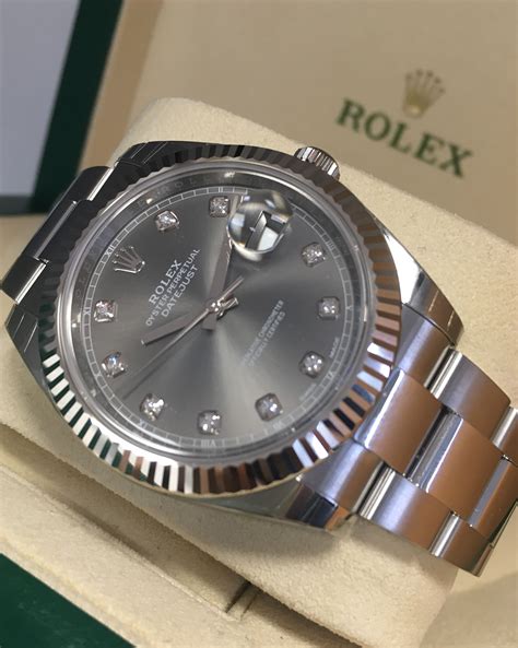 rolex datejust 41 rhodium diamond dial automatic men's watch 126334rdo|rolex datejust 41 white jubilee.